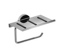 Croydex Pendle Toilet Roll Holder with Anti-Slip Shelf, Chrome Toilet Roll Holder, No Drill Installation Screw or Glue, Matching Chrome Bathroom Accessories, All Fixings Included 15.5 x 10.6 x 11.7cm