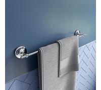 Croydex Flexi-Fix Chrome Towel Rail, Bathroom Accessories, 74cm Length-Grosvenor
