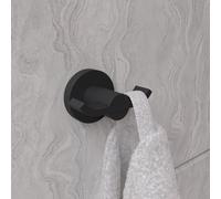 Croydex Metra Flexi-Fix Double Robe Hook, Matt Black