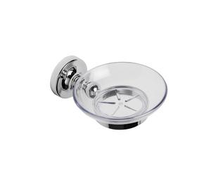 Croydex Flexi-Fix Glass Soap Dish and Holder, Chrome - Romsey