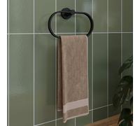 Croydex Flexi-Fix Matt Black Towel Ring Wall Mounted Bathroom Towel Holder Metra