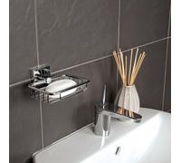 Croydex Flexi-Fix Chester Soap Basket, Zinc Alloy, Silver, 54 x 130 x 120mm