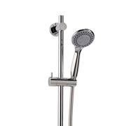 Croydex Flexi-Fix Chrome Shower Head and Hose Set with Riser Rail - Shower Handset with 3 Spray Patterns, 800mm Rail, Reinforced 1500mm Shower Hose, Universal Holder, Water Saving, Rub Clean Nozzles