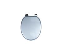 Croydex Flexi-Fix Silver Quartz Toilet Seat - Adjustable Hinges with Top & Bottom Fixings Include and an Antibacterial Treated Surface, Heavy Duty Wooden Toilet Seat
