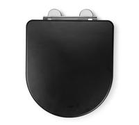 Croydex Iseo Wood Flexi-Fix D-Shape Soft Close Toilet Seat Matt Black - WL610321H
