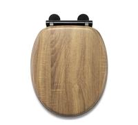 Croydex Flexi-Fix Wooden Toilet Seat Ontario (Black Hinges)
