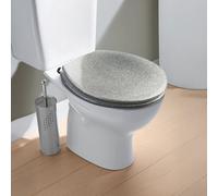 Croydex Flexi-Fix Silver Quartz Toilet Seat - Adjustable Hinges with Top & Bottom Fixings Include and an Antibacterial Treated Surface, Heavy Duty Wooden Toilet Seat