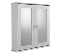 Croydex FlexiFix Ashby Grey Wooden Double Door Mirror Bathroom Storage Cabinet
