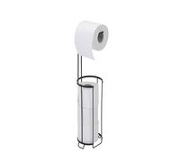 Croydex Toilet Roll Holder Free Standing | Matt Black Free Standing Toilet Roll Holder | Holds Three Spare Rolls | Five-Year Rust-Free Guarantee | Elegant Bathroom Accessory