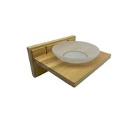 Croydex Frosted Glass Soap Dish Holder Stand Rack Beige Wood Bathroom
