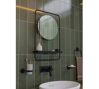 Croydex Furzton Round Mirror Matt Black With Shelf Black