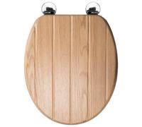 Croydex Geneva Flexi-Fix™ Wooden Standard Close Quick Release Toilet Seat - Light Oak Effect