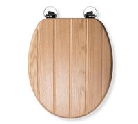 Croydex Geneva Light Oak Effect Wooden Toilet Seat With Easy Fit Flexi-Fix™ Hinges