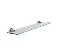 Croydex Glue-Fix Worcester Glass Shelf, Easy Fit No Drilling To Tools, Chrome