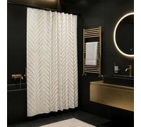Croydex Art Deco Herringbone Textile Shower Curtain - White/Gold