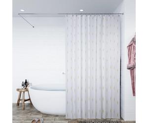 Croydex Gold Dotty Textile Shower Curtain, Water Repellant, Hygiene 'N' Clean, 12 Eyelets