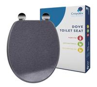 Croydex Granite Effect Wood Toilet Seat, Flexi-Fix Adjustable Hinges (Dove) | Adjustable Hinges | Top and Bottom Fixings Included | Antibacterial Treated Surface | Durable Moulded Wood