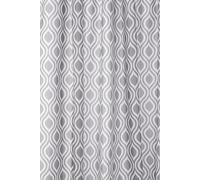 Croydex Grey Medallion Shower Curtain, 1800 x 1800mm | Machine Washable | Water Resistant Fabric | 100% Polyester | Cling Resistant Weighted Hem | 12 Metal Eyelets