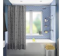 Croydex Grey Medallion Shower Curtain Water-Repellent Weighted Hem Anti-Microbia