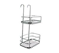 Croydex Brockham Two Tier Hook Over Basket Shower Caddy, 5 Year Rust Free Guarantee, Chrome, 12.5x25.5x39 cm