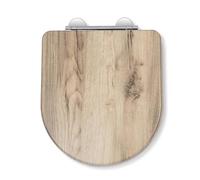 Croydex Flexi-Fix Wooden Toilet Seat Varese D Shape - Grey Oak