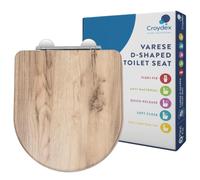 Croydex Flexi-Fix Wooden Toilet Seat Varese D Shape - Grey Oak
