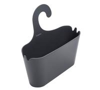 Croydex Grey Shower Caddy Hanging Storage - Bathroom Accessories for Renters, No Drill Solution, Self-Draining Holes and Easy to Clean - 26 x 26 x 8.5 cm