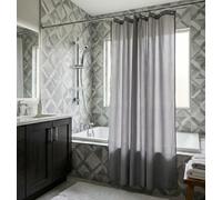 Croydex Grey Polyester Shower Curtain Hygienic Antimicrobial Washable 12 Eyelets