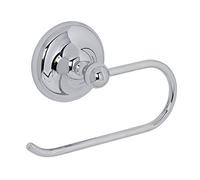 Croydex Flexi-Fix Grosvenor Toilet Roll Holder, Chrome Finish, Screw or Glue Easy Install Bathroom Accessories, Universal 'X' Plate, Drill Free Installation, All Fixings Included 11x17x7cm