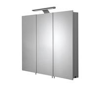 Croydex Hampton 70 x 90cm Large Bathroom Mirror Cabinet with Light | Aluminium Carcass | LED Light Bar | 2 Adjustable Glass Shelves | Integrated Shaver Socket | Hang N Lock Easy Install System