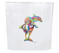 Croydex Hannah McWave Dolphin Shower Curtain Water Resistant Steven Brown