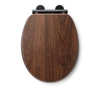 Croydex Hartwell Flexi-Fix™ Wooden Oval Soft Close Toilet Seat - Walnut Effect Wl607077H