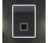Croydex Henderson Illuminated LED Black Frame Bathroom Mirror, Built-in Heated Demister Pad and Touch Sensor, 500 x 700mm