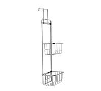 Croydex Hook Over Door Bathroom Storage Baskets | Back of Door Storage | Two Compartments | Durable Chrome Plated Steel | Holds up to 4kg | Rust Free