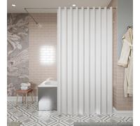 Croydex Hookless Textile White Shower Curtain, No Curtain Rings Required, 1800 x 1800mm (WxL)