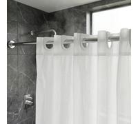 Croydex Waterpoof Shower Curtain Plain White, Machine Washable, Hookless