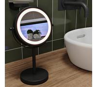 Croydex Illuminated Magnifying Bathroom LED Mirror Battery Operated, Free Standing Mirror, Adjustable Dual Sided LED Mirror, 3x Magnification and Reverse True View Make Up Mirror,
