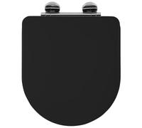 Croydex Iseo Flexi-Fix™ Wooden D Shaped Soft Close Quick Release Toilet Seat - Matt Black