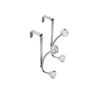 Croydex Jewel Over Door Hook Pack of 2 - Stylish Acrylic Design Coat Hooks for Door, Rust-Resistant Door Hanger with 5-Year Guarantee, Easy-to-Install Door Hook, Holds up to 2kg, Chrome Plated Steel