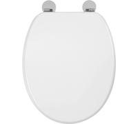 Croydex Kielder Flexi-Fix White Wooden Toilet Seat - Anti Bacterial Treated Finish and Adjustable Hinges with Top and Bottom Fixings Included, Fits Standard Toilet Seats (White Wood)