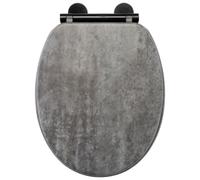 Croydex Kirkstone Grey Wooden Toilet Seat - Soft Close & Quick Release Button for Easy Cleaning, Adjustable Hinges with Top and Bottom Fixings Included (Slate Grey Soft Close Toilet Seat)