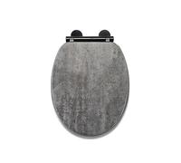 Croydex Kirkstone Grey Wooden Toilet Seat - Soft Close & Quick Release Button for Easy Cleaning, Adjustable Hinges with Top and Bottom Fixings Included (Slate Grey Soft Close Toilet Seat)