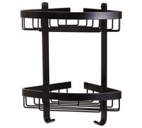 Croydex Large 2 Tier Corner Bathroom Storage Basket - Black