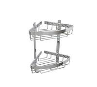 Croydex Large Corner Shower Caddy - Durable Aluminium Bathroom Shelves with Chrome Finish for Modern Bathrooms, 2-Tier Shower Corner Shelves with Hooks, Easy Installation, 5kg Load Capacity