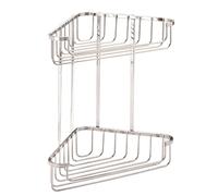 Croydex Large Corner Shower Caddy - Durable Steel Bathroom Shelves with Chrome Finish for Modern Bathrooms, 2-Tier Shower Corner Shelves with Hooks,