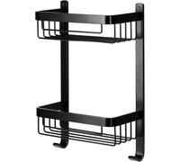 Croydex Large Two Tier Rectangle Basket Matt Black - Two Tier Wall Mounted