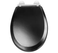 Croydex Lene Flexi-Fix Matt Black Soft Close Toilet Seat - Quick Release Button for Easy Cleaning and Adjustable Hinges to fit All Standard Toilets with Top and Bottom Fixings, Antibacterial (Black)