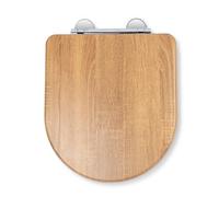 Croydex Levico D Shape Oak Effect Wooden Toilet Seat With Flexi-Fix™ Hinges
