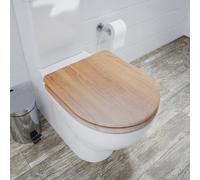 Croydex Levico Flexi-Fix D Shape Toilet Seat Soft Close - Quick Release Button for Easy Cleaning and Adjustable Hinges with Top and Bottom Fixings Included, Antibacterial Treated Surface (Teak)