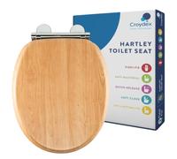 Croydex Hartley Light Oak Effect Wooden Soft Close Toilet Seat With Flexi-Fix™ Hinges